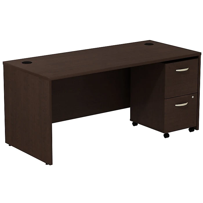 Bush Business Furniture Westfield Desk with 2-Drawer Mobile Pedestal, Mocha Cherry (SRC028MRSU) - Durable Laminate Home Office Desk 1 Bush Business Furniture Westfield Desk with 2-Drawer Mobile Pedestal, Mocha Cherry (SRC028MRSU) - Durable Laminate Home Office Desk