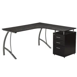 Techni Mobili Modern L-Shaped Computer Desk with File Cabinet, Espresso (RTA-4804L-ES) - Stylish Laminate Workspace