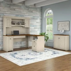Bush Furniture Fairview 60W L-Shaped Desk with Hutch & Storage Cabinet - Antique White/Tea Maple - Durable Laminate Workspace -Computer Office Desks Shop unnamed file 1976