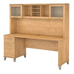 Bush Furniture Somerset 72W Office Desk With Hutch, Maple Cross - Stylish Laminate Desk for Home & Office
