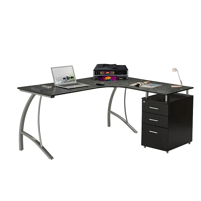 Techni Mobili Modern L-Shaped Computer Desk with File Cabinet, Espresso (RTA-4804L-ES) - Stylish Laminate Workspace 3 Techni Mobili Modern L-Shaped Computer Desk with File Cabinet, Espresso (RTA-4804L-ES) - Stylish Laminate Workspace - Image 3