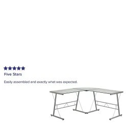 Flash Furniture 84" L-Shape Glass Computer Desk - Clear/Silver (NANCD22181) | Modern Office Desk with Sleek Design -Computer Office Desks Shop unnamed file 20