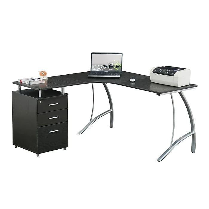 Techni Mobili Modern L-Shaped Computer Desk with File Cabinet, Espresso (RTA-4804L-ES) - Stylish Laminate Workspace 4 Techni Mobili Modern L-Shaped Computer Desk with File Cabinet, Espresso (RTA-4804L-ES) - Stylish Laminate Workspace - Image 4