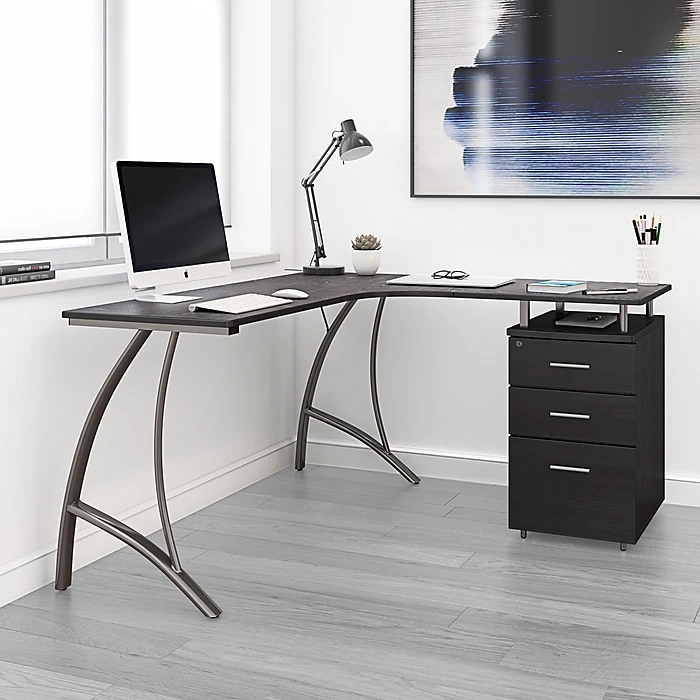 Techni Mobili Modern L-Shaped Computer Desk with File Cabinet, Espresso (RTA-4804L-ES) - Stylish Laminate Workspace 5 Techni Mobili Modern L-Shaped Computer Desk with File Cabinet, Espresso (RTA-4804L-ES) - Stylish Laminate Workspace - Image 5