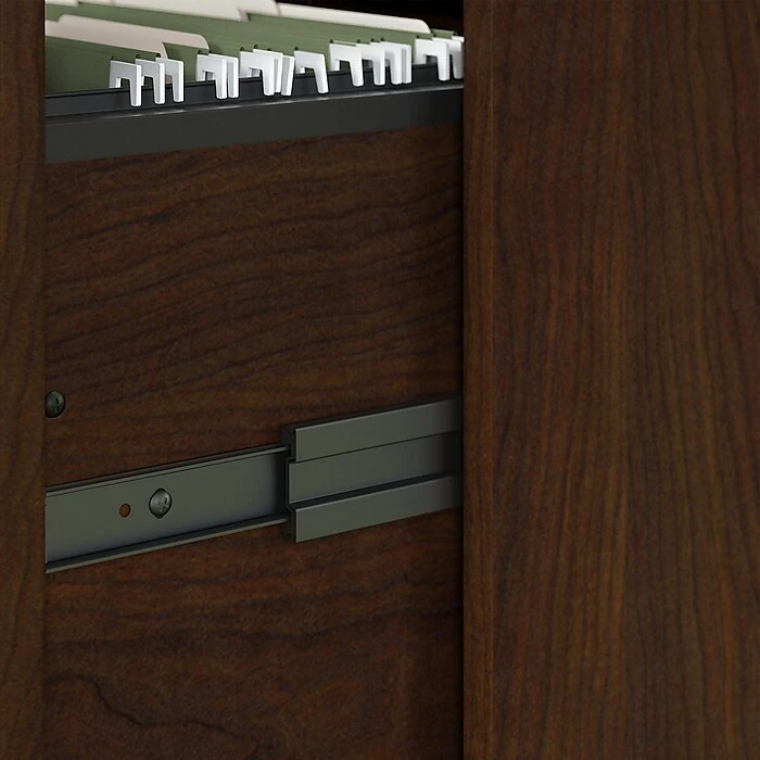 Bush Furniture Key West 48W Writing Desk with 2 Drawer Lateral File Cabinet - Bing Cherry Laminate Finish 7 Bush Furniture Key West 48W Writing Desk with 2 Drawer Lateral File Cabinet - Bing Cherry Laminate Finish - Image 7