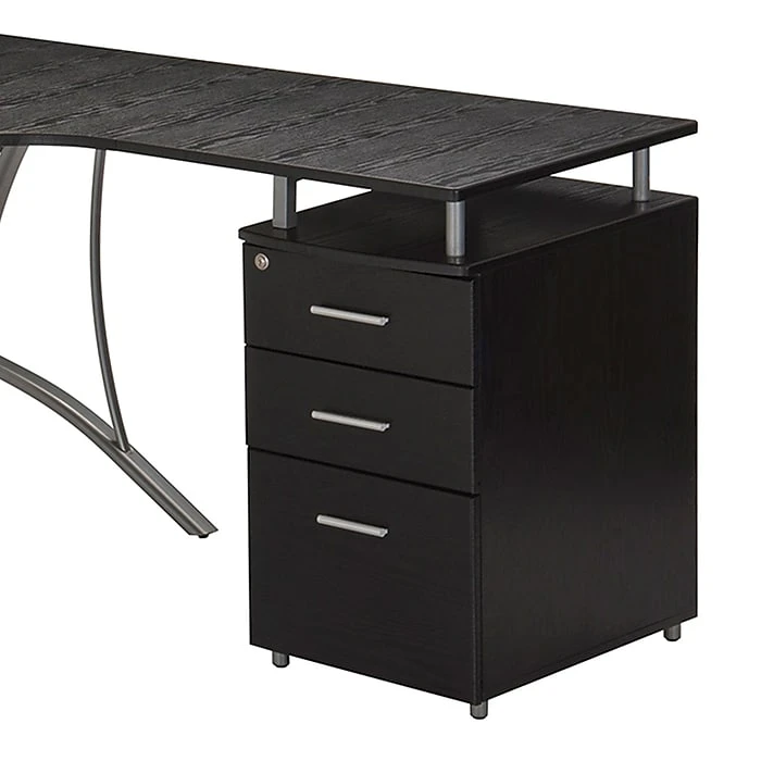 Techni Mobili Modern L-Shaped Computer Desk with File Cabinet, Espresso (RTA-4804L-ES) - Stylish Laminate Workspace 7 Techni Mobili Modern L-Shaped Computer Desk with File Cabinet, Espresso (RTA-4804L-ES) - Stylish Laminate Workspace - Image 7