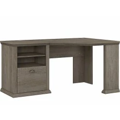 Bush Furniture Yorktown 60" Corner Desk with Storage | Restored Gray Laminate | Space-Saving Design (WC40615-03)