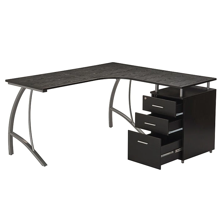 Techni Mobili Modern L-Shaped Computer Desk with File Cabinet, Espresso (RTA-4804L-ES) - Stylish Laminate Workspace 8 Techni Mobili Modern L-Shaped Computer Desk with File Cabinet, Espresso (RTA-4804L-ES) - Stylish Laminate Workspace - Image 8