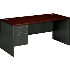 HON 38000 Series 66" Single Pedestal Desk in Charcoal - Premium Laminate Workspace (HON38292LNS)