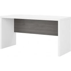 Office By Kathy Ireland® Echo 60"W Bow Front Desk - Pure White/Modern Gray (KI60505-03) | Modern Laminate Office Furniture