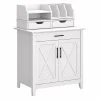 Bush Furniture Key West 30" Secretary Desk with Storage & Desktop Organizers - Pure White Oak (KWS011WT)