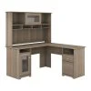 Bush Furniture Cabot 60" L-Shaped Computer Desk With Hutch, Ash Gray (CAB001AG) - Modern Laminate Workspace