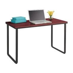 Safco 47" Metal/Laminate Workstation Desk in Cherry/Black (1943CYBL) - Durable Laminate Office Desk