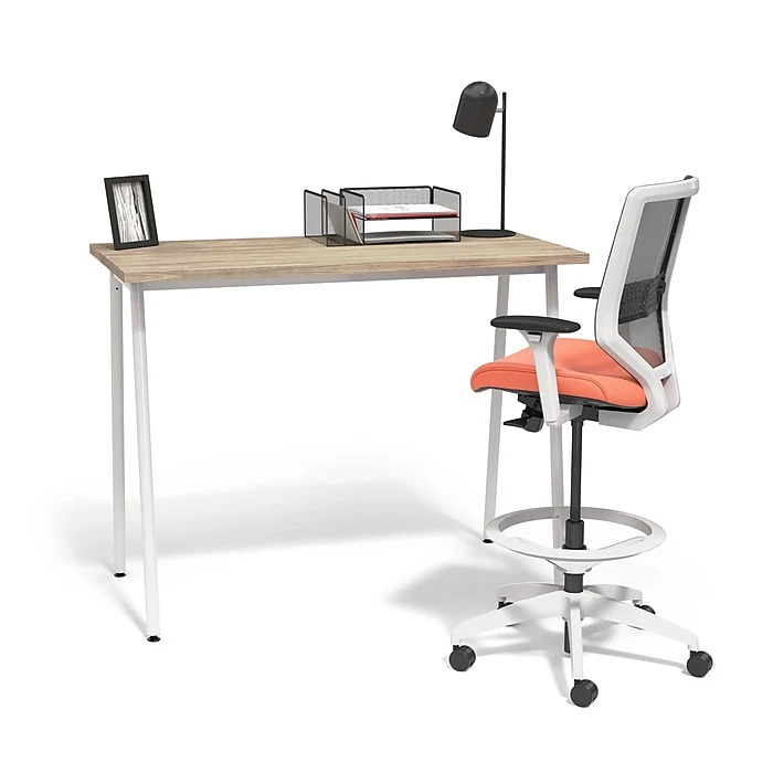 Union & Scale⢠Lewis 42"H X 54"W Light Walnut Laminate Office & Computer Desk, Tool-Less Assembly 8 Union & Scale⢠Lewis 42"H X 54"W Light Walnut Laminate Office & Computer Desk, Tool-Less Assembly - Image 8