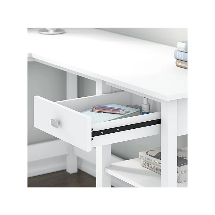 Bush Furniture Broadview 60" Computer Desk Bundle, Pure White (BD029WH) - Laminate Office Desk 4 Bush Furniture Broadview 60" Computer Desk Bundle, Pure White (BD029WH) - Laminate Office Desk - Image 4