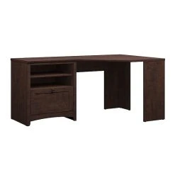 Bush Furniture Buena Vista 60W Corner Desk in Madison Cherry - Compact Laminate Home Office Furniture