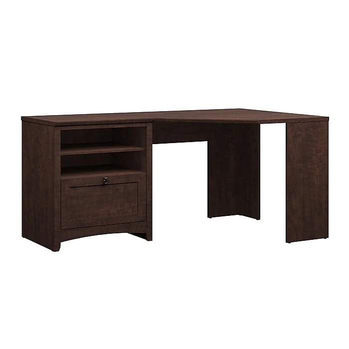 Bush Furniture Buena Vista 60W Corner Desk in Madison Cherry - Compact Laminate Home Office Furniture 1 Bush Furniture Buena Vista 60W Corner Desk in Madison Cherry - Compact Laminate Home Office Furniture