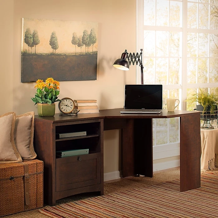 Bush Furniture Buena Vista 60W Corner Desk in Madison Cherry - Compact Laminate Home Office Furniture 2 Bush Furniture Buena Vista 60W Corner Desk in Madison Cherry - Compact Laminate Home Office Furniture - Image 2