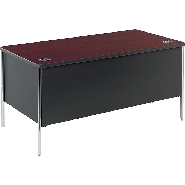 HON Mentor 60" Double Pedestal Desk - Mahogany/Charclair | Durable Laminate Office Furniture (HON88962NS) 2 HON Mentor 60" Double Pedestal Desk - Mahogany/Charclair | Durable Laminate Office Furniture (HON88962NS) - Image 2