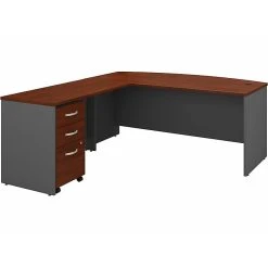 Bush Business Furniture Series C 72"W L-Shaped Desk with 48" Return & Mobile File Cabinet - Hansen Cherry/Graphite Gray, Laminate