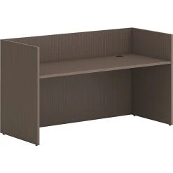 HON 72" Reception Desk Shell - Slate Teak Laminate - Modern Office Furniture (HLPLRCPNDS7230.LSL1)