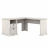 Bush Furniture Yorktown 60" L-Shaped Desk with Storage, Linen White Oak (WC40430-03) - Stylish Laminate Office Desk