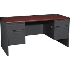 HON® 38000 Series Kneespace Credenza with Locks, Mahogany/Charcoal - 29.5''H x 60''W x 24''D | Laminate Office Furniture
