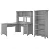 Bush Furniture Salinas 60W L-Shaped Desk with Hutch and 5-Shelf Bookcase, Cape Cod Gray (SAL006CG) - Durable Laminate Workstation