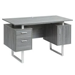 Techni Mobili 51.25"W Modern Office Desk with Storage, Gray (RTA-7002-GRY) - Stylish Laminate Desk for Home & Office