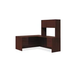 HON 10500 Series L-Workstation with Stack-On Storage, 66"W x 78"D, Mahogany Finish | Durable Laminate Office Furniture