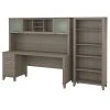 Bush Furniture Somerset 72W Office Desk with Hutch & 5-Shelf Bookcase, Ash Gray – Space-Saving Workstation