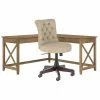 Bush Furniture Key West 60" L-Shaped Desk with Mid-Back Tufted Office Chair - Reclaimed Pine (KWS045RCP) - Laminate