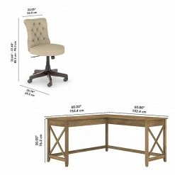Bush Furniture Key West 60" L-Shaped Desk with Mid-Back Tufted Office Chair - Reclaimed Pine (KWS045RCP) - Laminate -Computer Office Desks Shop unnamed file 2413