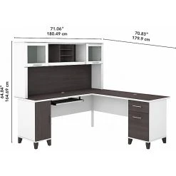 Bush Furniture Somerset 72" L-Shaped Desk With Hutch, Storm Gray/White - Premium Laminate Workspace -Computer Office Desks Shop unnamed file 2432