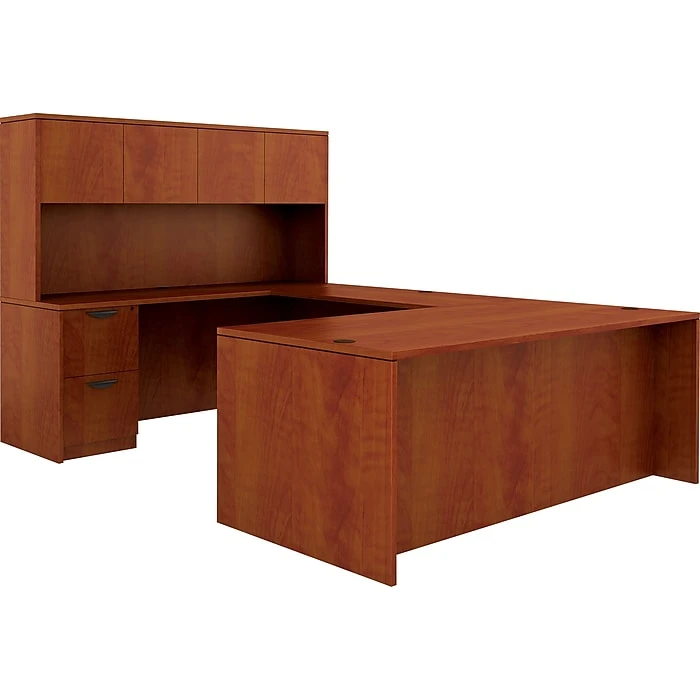 Global Offices To Go Superior Lam Bundle 2 - American Dark Cherry Laminate Desk, 71"W x 108"L x 65.5"H / 29.5"H 2 Global Offices To Go Superior Lam Bundle 2 - American Dark Cherry Laminate Desk, 71"W x 108"L x 65.5"H / 29.5"H - Image 2