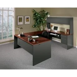 HON® 38000 Series 72'' Right Pedestal Desk in Mahogany/Charcoal (H38293RNS) - Premium Laminate Office Furniture -Computer Office Desks Shop unnamed file 2443