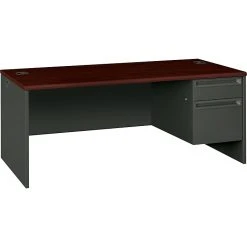 HON® 38000 Series 72'' Right Pedestal Desk in Mahogany/Charcoal (H38293RNS) - Premium Laminate Office Furniture -Computer Office Desks Shop unnamed file 2444