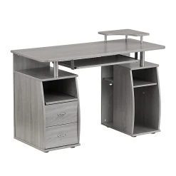Techni Mobili Gray Laminate Computer Workstation Desk with Storage - RTA-8211-GRY