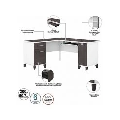 Bush Furniture Somerset 60" L-Shaped Desk With Hutch - Storm Gray/White | Space-Saving Office Furniture -Computer Office Desks Shop unnamed file 2457