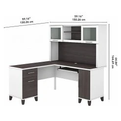 Bush Furniture Somerset 60" L-Shaped Desk With Hutch - Storm Gray/White | Space-Saving Office Furniture -Computer Office Desks Shop unnamed file 2459