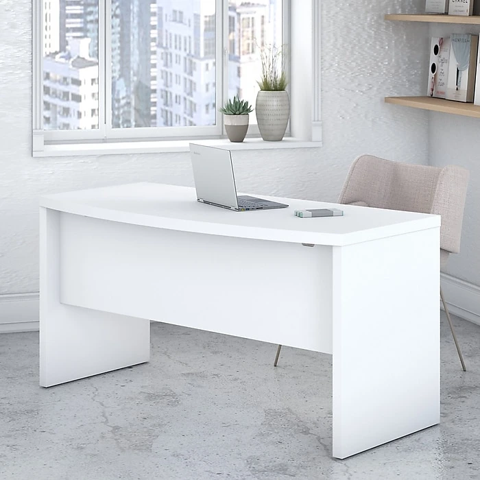 Office By Kathy Ireland® Echo 60W Bow Front Laminate Desk - Pure White (KI60105-03) 2 Office By Kathy Ireland® Echo 60W Bow Front Laminate Desk - Pure White (KI60105-03) - Image 2