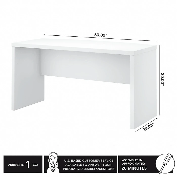 Office By Kathy Ireland® Echo 60W Bow Front Laminate Desk - Pure White (KI60105-03) 3 Office By Kathy Ireland® Echo 60W Bow Front Laminate Desk - Pure White (KI60105-03) - Image 3