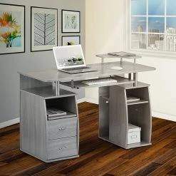 Techni Mobili Gray Laminate Computer Workstation Desk with Storage - RTA-8211-GRY -Computer Office Desks Shop unnamed file 249