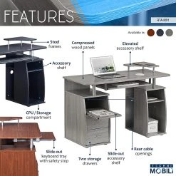 Techni Mobili Gray Laminate Computer Workstation Desk with Storage - RTA-8211-GRY -Computer Office Desks Shop unnamed file 250