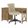 Bush Furniture Key West 54" Reclaimed Pine Computer Desk with Storage & Mid-Back Tufted Office Chair