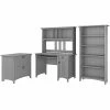 Bush Furniture Salinas Mission Desk with Hutch & File Cabinet - Cape Cod Gray