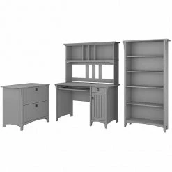 Bush Furniture Salinas Mission Desk with Hutch & File Cabinet - Cape Cod Gray