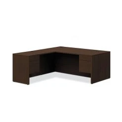 HON 10500 Series L-Workstation | 3/4 Pedestals, 2 Box / 2 File Drawers | 66"W x 78"D, Mocha Finish | Laminate Desk