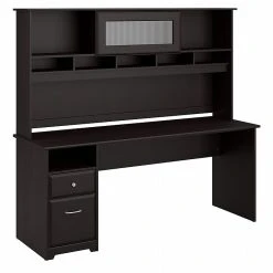 Bush Furniture Cabot 72W Laminate Computer Desk with Hutch & Drawers, Espresso Oak – Space-Saving Office Solution