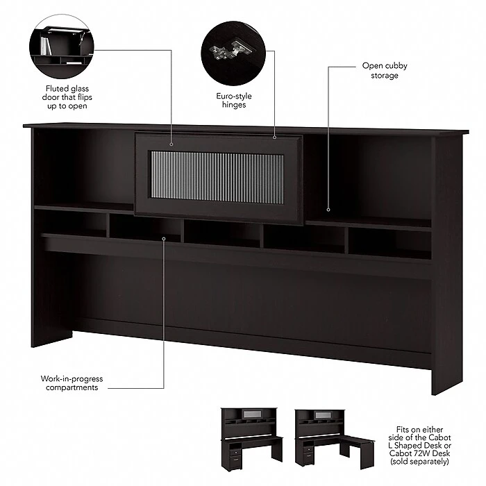 Bush Furniture Cabot 72W Laminate Computer Desk with Hutch & Drawers, Espresso Oak β Space-Saving Office Solution 4 Bush Furniture Cabot 72W Laminate Computer Desk with Hutch & Drawers, Espresso Oak β Space-Saving Office Solution - Image 4